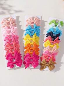 10/24 件女孩螺纹丝带蝴蝶结发夹，多色燕尾鳄鱼发夹，女士日常时尚发饰。 - 24pcs - 查看 2