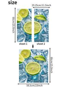 2 件/套 66 厘米 X 58.5 厘米自粘可移除 PVC 装饰墙贴，水果樱桃西瓜柠檬图案自粘贴纸适用于厨房墙壁、洗碗机、冰箱墙纸房间装饰墙面装饰卧室客厅装饰