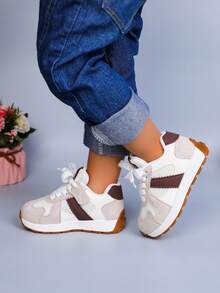 1双儿童休闲透气一脚蹬运动鞋男女通用舒适滑板鞋 - 米色 - 查看 5