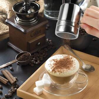 1pc Powder Spreader With Handle, Multi-Purpose Dense Hole Powder Sieve, Outdoor Barbecue Seasoning Bottle