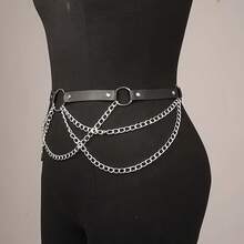 Adjustable Gothic Dark Color Cross Chain Belt For Women, Multiple Sizes Available, Suitable For Daily Wear