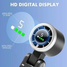 3-In-1 Handheld Turbo Cooling Fan - 5-Speed Wind Battery Powered, Up To 12 Working Hours, Portable Type-C For Outdoor Activities, Travel & Gifts - 綠色 - 查看 5
