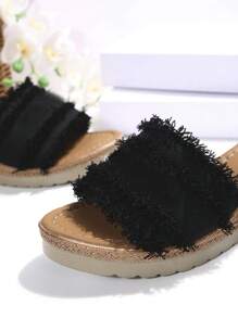 Sandales compensées de style féérique pour femmes grandes tailles, chaussures mules décontracté Glissant
