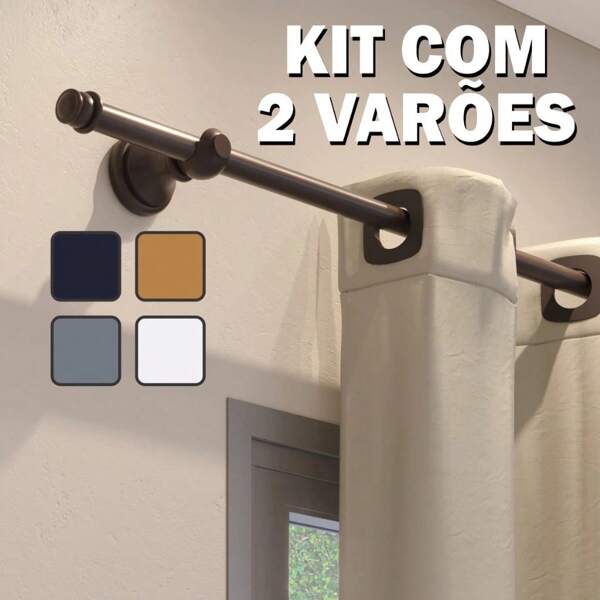 Kit 2 Varões de Madeira 2,00m x 19mm - Premium para Cortina e Decoração de Casa