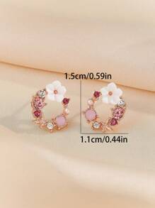 1 par de aretes de flor de cesta de diamante de aleación de color para banquete, regalo de fecha para damas