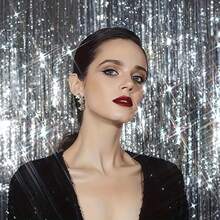 3 piezas Cortinas de flecos de aluminio metalizado, telón de fondo plateado y dorado para fotomatón de fiesta, cumpleaños, boda, compromiso, despedida de soltera, homecoming, Acción de Gracias, decoración navideña