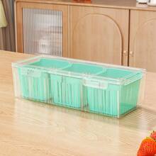 4pcs Mixed Set Drain Storage Containers (3 Drain Boxes + 1 Large Box) With Lids, Stackable Kitchen Fridge Organization Boxes, 3-Compartment For Fruits, Vegetables, Food