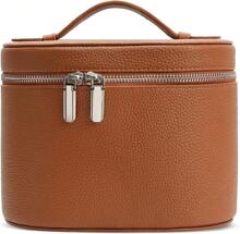 Cosmetic Case, Leather Makeup Bag, Portable Handheld Makeup Case, Detachable Compartments