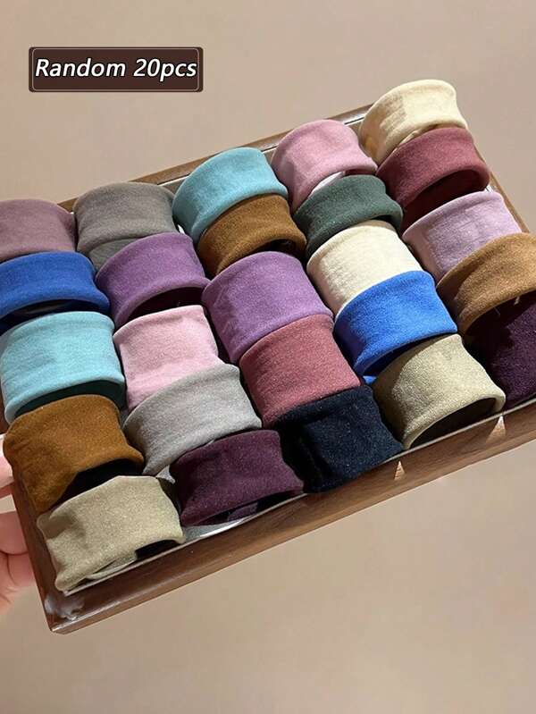 20/40/60pcs Random Mixed Color Cute & Simple Fashion Hair Ties, High Elasticity Durable Hair Bands Skin-Friendly No Hair Damage Ponytail Holders Scrunchies Hair Accessories