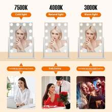 Finch Lin Finch Lin Elegant Mirror With Lights, Smart Touch Control 3 Color Adjustable Lighting, Detachable 10X Magnification, 360° Rotation, Lighted Makeup Mirror, White 9.84*11.81 Inches - Multicolor - View 3