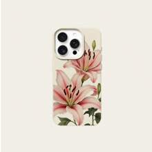 1 Stück Blumen TPU Material Blumen Rosa Lilie & Grüne Blatt Muster Handyhülle, kompatibel mit iPhone/Redmi Handy