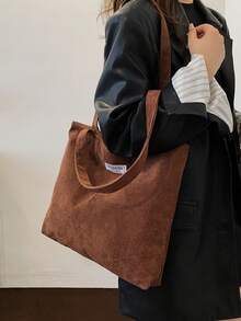 帆布包大容量灯芯绒简约手提包，流行时尚单肩腋下包