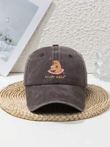 1pc Unisex Cute Capybara Design Adjustable Casual Sports Beach Animal Print Retro Style Polyester Soft Top Peaked Cap, Suitable For Spring, Summer, Autumn, Winter