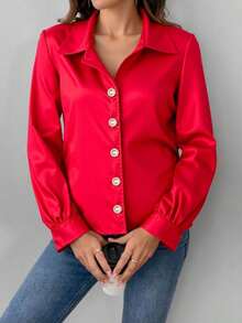 BLUSA SATINADA - Rojo - Ver 3