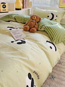 Bộ chăn ga gối đệm mềm mại, có thể giặt được, phong cách tối giản 4 món, bao gồm 1 vỏ chăn, 1 ga trải giường, 2 vỏ gối, phù hợp cho giường tầng ở ký túc xá sinh viên, phòng trẻ em, trẻ sơ sinh, trẻ mới biết đi - yêu em gấu - Xem 11