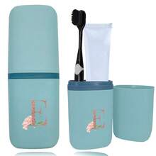 1pc Toothbrush Box Portable Detachable Organizer Case Mouthwash Cup Travel Toothbrush Storage Container Dustproof And Waterproof Toothpaste Holder Suitable Travel Accessories For Business Travel Initial Name 26 Letters Pattern - Blue - View 64