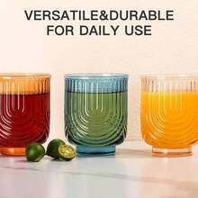 YUColored Vintage Drinking Glass Set Of 614Oz Colorful Water Glassware Art Deco Ripple Highball Glass Whiskey Cocktail Glasses For Bar Beverages Ice Coffee Juice Housewarming GiftsYU - Multicolor - View 7