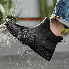 Men's Rain Boots/Shoes For Kitchen, Beach, Work, Anti-Slip, Fashion Durable - Black - View 3