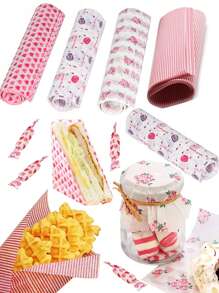 50pcs/Pack Printed Wax Paper Food Liners, Oil-Proof Baking Parchment Paper, For Bread, Sandwiches, Burgers Packaging, Kitchen And Dining Use