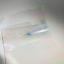 50 Sheets Sand Dot Holographic Clear Vinyl Cold Laminated Film Holographic Overlay 2.9*4.1 Inches Self-Adhesive Vinyl For Stickers, Protective And Decorative Film School Supplies,Back To School