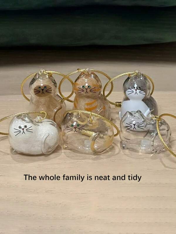 Porte-clés décoratif en forme de pendentif transparent avec rangement pour poils de chat. Cadeau créatif de stockage de poils de chat pour sac à dos d'école