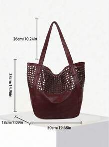 Dedoo Geantă de mână din piele moale 2024 nouă, geantă Joker, geantă de umăr simplă, design cu nituri, capacitate mare, geantă mare de damă, cumpărături, serviciu. Convenabilă pentru călătorii, suprafață lucioasă, imprimeu leopard