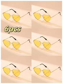 1pair, 2pair, 3pair, 6pair Women Metal Frame Heart-Shaped Fashion Fashion Glasses, Very Suitable To Express Love On Valentine's Day With These Colorful Heart-Shaped Glasses, Stylish And Sweet. Suitable For Valentine's Day, Beach, Outdoor Travel And Daily Accessories, For Summer Beach Vacation,Outdoor,Travel