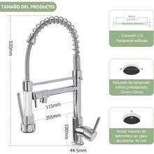 Grifos de cocina cromados, Grifo de cocina de latón con rociador, Grifo monomando cromado para fregadero con llenador de ollas - negro - Ver 7