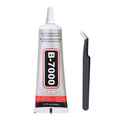 B7000 Rhinestone Glue Set, 1.69oz Clear B-7000 Super Jewelry Glue With Tweezers. Industrial Adhesive, Suitable For Fabric, DIY Crafts, Phone Repair, Jewelry Making, Crystal Gems, TAC Art Stones, Wood And Glass Transparent Industrial Adhesive. School Supplies, Back To School