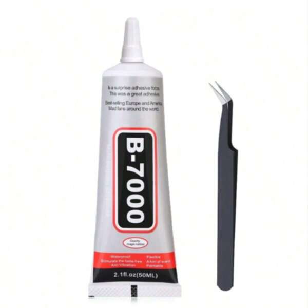 B7000 Rhinestone Glue Set, 1.69oz Clear B-7000 Super Jewelry Glue With Tweezers. Industrial Adhesive, Suitable For Fabric, DIY Crafts, Phone Repair, Jewelry Making, Crystal Gems, TAC Art Stones, Wood And Glass Transparent Industrial Adhesive. School Supplies, Back To School