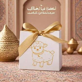 1 pièce Boîte à bonbons blanche pour vacances, petit sac cadeau de mini-fête d'impression de moutons, petit sac cadeau de moutons, boîte d'emballage de cadeau de fête des vacances