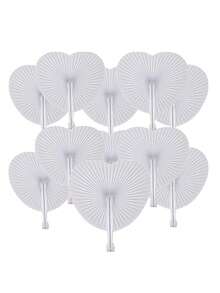 Abanico con forma de corazón, abanico de papel de plástico, suministros de boda europeos y americanos, abanico de papel con forma de corazón blanco, abanico de mano, abanico publicitario, pintura DIY, boda, Navidad, San Valentín, decoración de fiesta, regalo - Multicolor - Ver 7