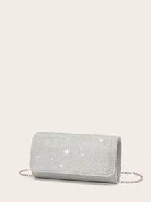 LETODE Glitter Elegant Envelope Clutch Clutch Women Evening Bridal Wedding Purse For Women Prom With Detachable Metal Chain For Wedding And Party Clutch For Ladies Bag Versatile Handheld Bag Cocktail Party Wedding New Wallet Banquet Bag - 銀色 - 查看 7
