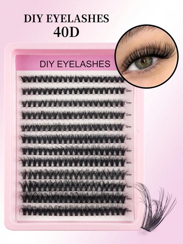 240 faisceaux de 40D cils individuels de 10 à 18 mm. Faisceaux de cils naturels mélangés sur un plateau. Extensions de cils volume DIY. Cils parfaits pour un regard de chat, de poupée et des styles naturels (10-18 mm 40D)