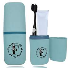 1pc Toothbrush Box Portable Detachable Organizer Case Mouthwash Cup Travel Toothbrush Storage Container Dustproof And Waterproof Toothpaste Holder Suitable Travel Accessories For Business Travel Initial Name 26 Letters Pattern - Blue - View 45