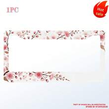 1PC Cherry TreeLicense Plate Holder, Colored License Plate Frame, Rust Proof And Waterproof Front And Rear License Plate Covers, 2-Hole Nut Set, Automotive Parts Label Holder Suitable All Vehicles - 12x6 Inch - View 1