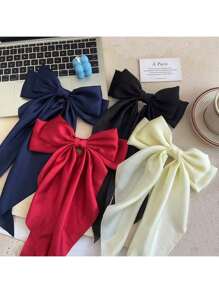 1 pièce pince à cheveux en dentelle blanche à 3 couches pour femme, jolie et élégante, avec un long ruban en polyester