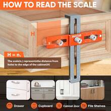 Cabinet Hardware Jig With Deep Hole Pencil, Adjustable Cabinet Handle Template Tool With Alignment Hole, Punch Locator Drill Guide For Knobs,Handles And Pulls, Drawer Cabinet Installation - Multicolor - View 9