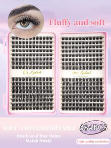 384pcs Individual False Eyelashes, Eyelash Book, Cluster Fake Eyelashes, DIY Home Eyelash Extension, Cluster Fake Eyelashes, Individual False Eyelashes, False Eyelashes