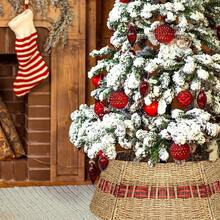 Weihnachtsbaum Kragen, landhausstil handgewebter Baumkorb als Basis Abdeckung, Bauernhaus Weihnachtsdeko Baumrock Ring, geeignet für künstliche Bäume. Von gewebten Mustern bis hin zu konischen Designs, diese Weihnachtsbaumunterlage kann zu jedem Weihnachtsbaum passen