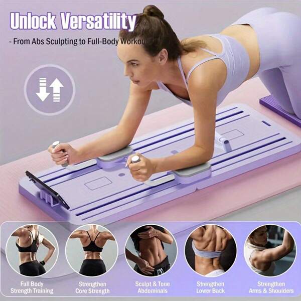 Premium Tabla de entrenamiento abdominal y de flexiones de 8 en 1 - Entrenador abdominal multifuncional esencial de Pilates, Tabla de Pilates, Tabla moldeadora multifuncional plegable para uso doméstico, adelgazamiento y moldeado de cintura, caderas, brazos, tabla abdominal, entrenador de core, tabla de ejercicios de Body completo, gimnasio, deporte, ejercicio en casa, rueda abdominal, rodillo abdominal