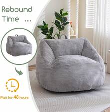 Bean Bag Chair For Adults Kids With Armrests - Fluffy Lazy Sofa With Handle Soft Stuffed Filler - Comfy Cozy Floor Sofa With Pocket Accent Chair For Living Room, Bedroom, Dorm (Grey) - 深灰色 - 查看 7
