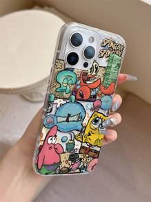 SPONGEBOB 1pc Spongy Bubble Transparent Minimalist Cartoon Series Soft Phone Case, Compatible With GalaxyS22/S23/S24Ultra, IPhone13/14/15/16PRO, Original Hand-Painted Soft Shell Anti-Drop Protective Cover, Ideal Gift For Girlfriend On Holidays Waterproof Shockproof Scratch Resistant