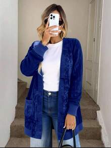 Liu Fashion Kawaii Loose Cardigan, Simple And Cute, Solid Color, Suitable For School - Navy Blue - View 3