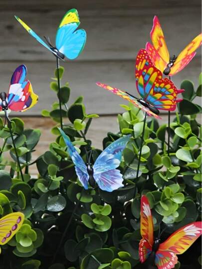 20 piezas - Estacas de jardín con mariposas 3D que brillan intensamente - Estaca de suelo con mariposas para decorar macetas, patios, macetas de flores y bonsáis con decoraciones coloridas y luminosas, elaboradas en cloruro de polivinilo duradero, decoraciones modernas para el hogar para el Día de San Valentín