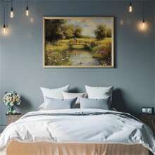 1 Pc Charming Spring Meadow With Spring Blossoms, Romantic Floral Landscape Printable Wall Art, Wall Decoration, Canvas Print, Oil Painting Poster, Modern Minimalist Style Print, Living Room And Room Decoration, Bathroom Decoration, Ideal Gift, No Frame