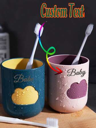 Tazza di risciacquo a forma di nuvola personalizzabile a doppio strato, set di tazze per bevande per coppie, con nome personalizzato per distinguere la tazza di risciacquo, la tazza per lo spazzolino da denti e la tazza per il dentifricio