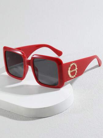 1 Pair Square Large Frame PC Fashion Casual Glasses, Suitable For Party, Beach And Daily Use