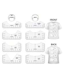 8pcs T-Shirt Ruler Guide Vinyl Alignment Tool, T Shirt Centering Alignment Ruler, Tshirt Rulers To Center Designs, PVC Craft Sewing Collar Measuring Supplies Accessories Ruler Tools For Chart Drawing Template Clothing Pattern Design DIY Sewing Tools Heat Press HTV Heat Transfer