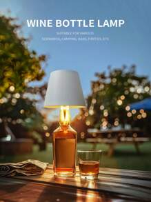 2 peças Lâmpadas de Garrafa Sem Fio, Lâmpadas de Mesa LED Wireless Recarregáveis com Controle de Toque Dimmerável, Adequadas para Lâmpadas de Natal, Bar, Restaurante e Vaso, Preto+Branco